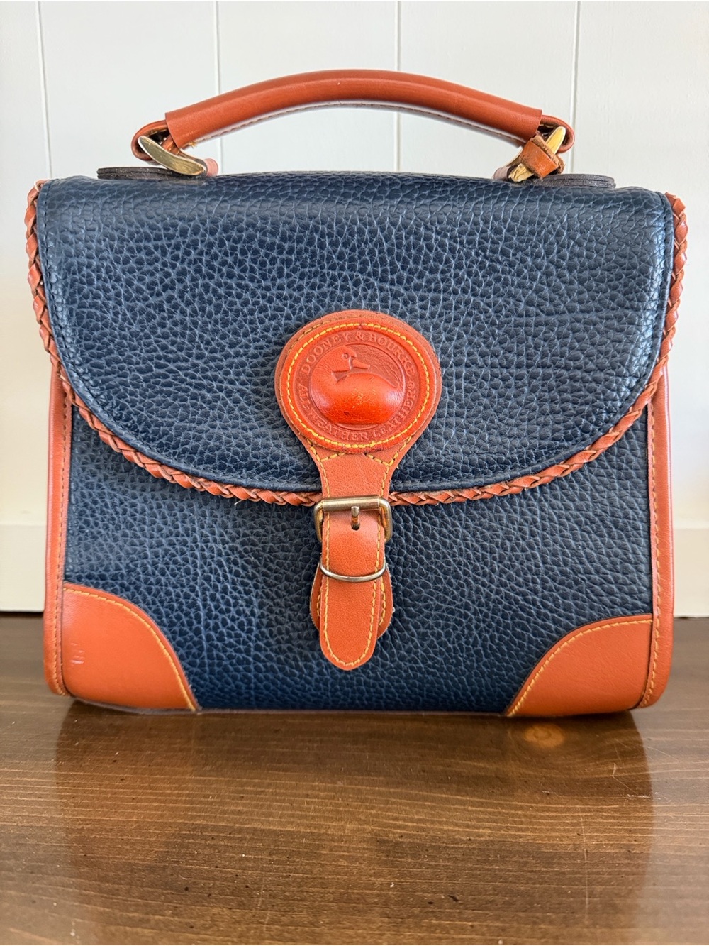 Dooney & Bourke Navy Leather Satchel Handbag